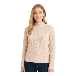 LC Lauren Conrad Mock Neck Sweater~Size XS~Pale Pink Open Knit Romantic L6 20